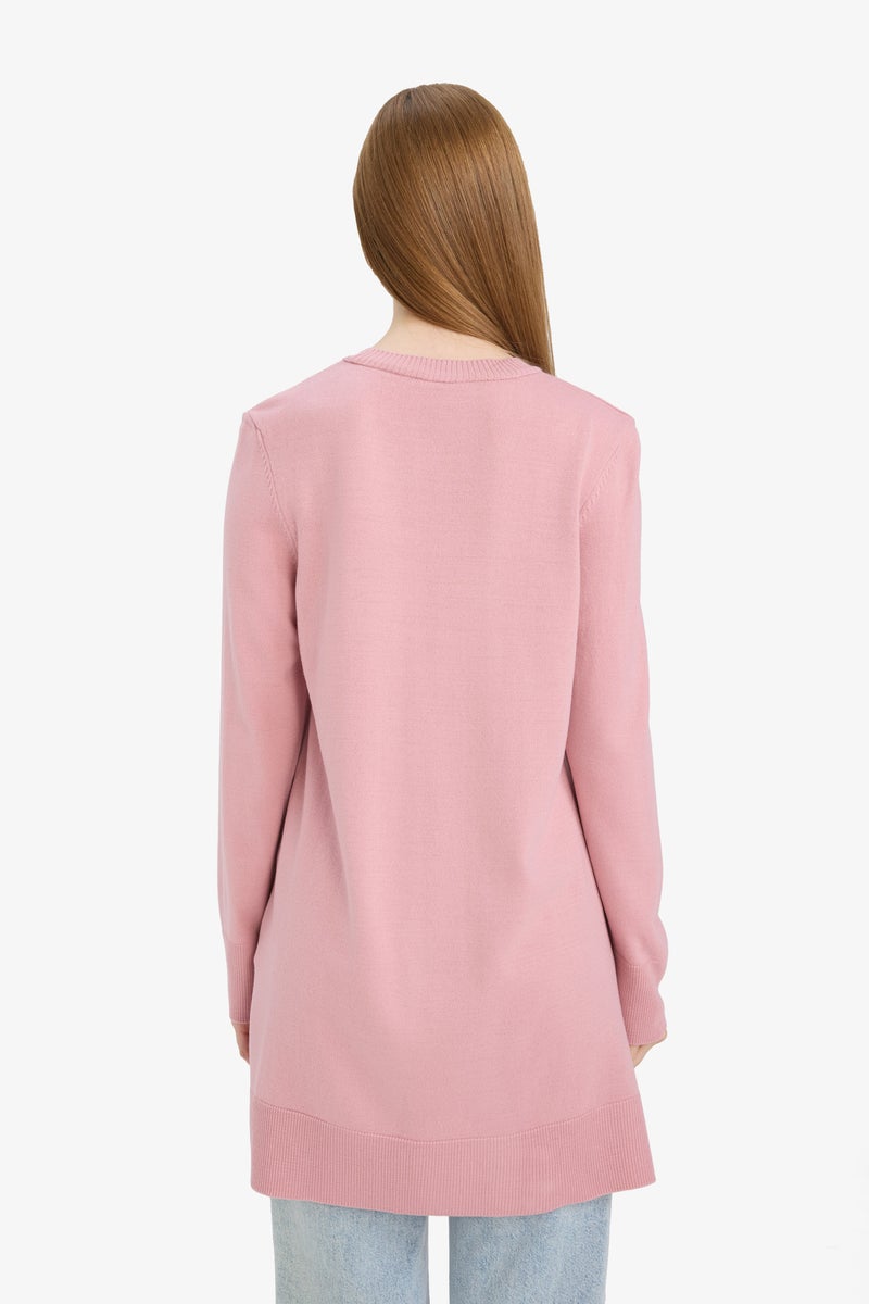 DeFacto Pink Woman Regular Fit Slit Basic Long Sleeve Tunic Casual - Image 4